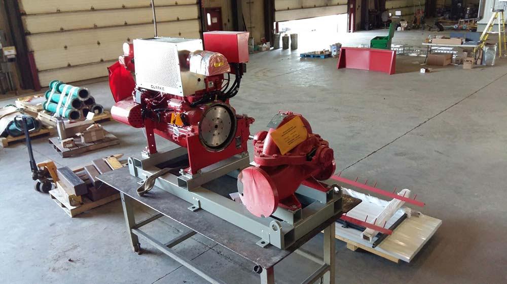 A fire pump package being shipped from Chamco Calgary.