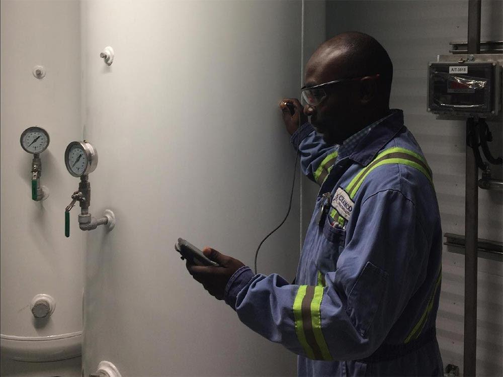 Chamco quality control A member of Chamco's Internal Quality Control team takes measurements.