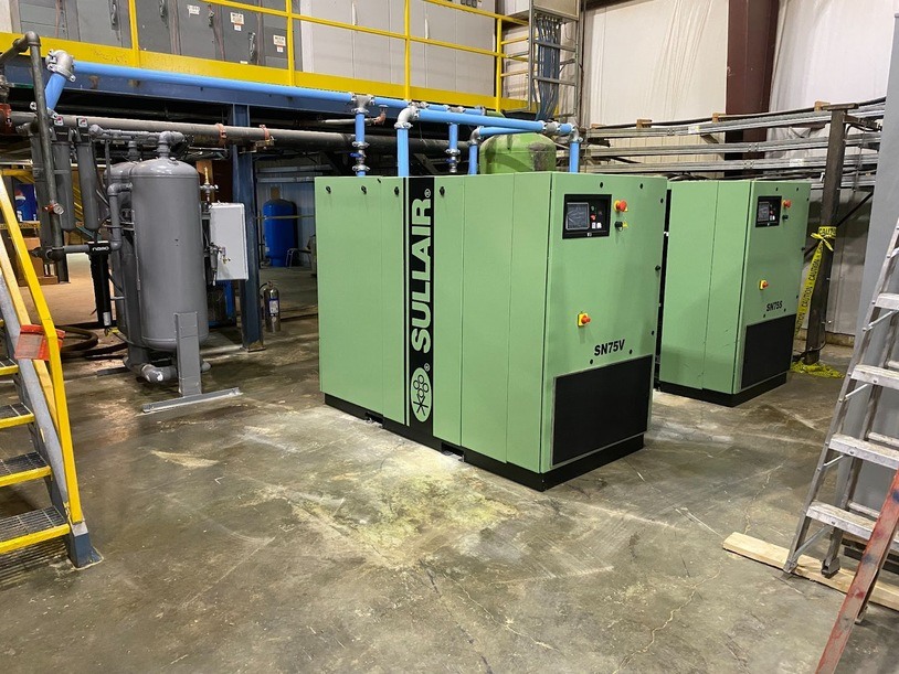 Two Sullair 100hp variable speed compressors