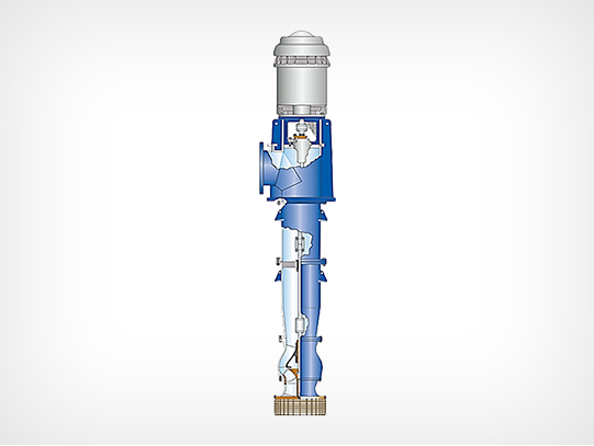 A Peerless Pump vertical mixed flow pump.