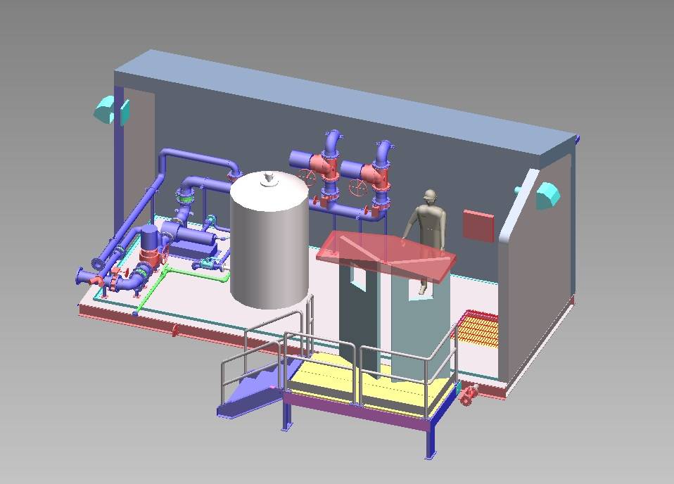 Fire-Foam-Package 3D rendering of a fire foam package system.